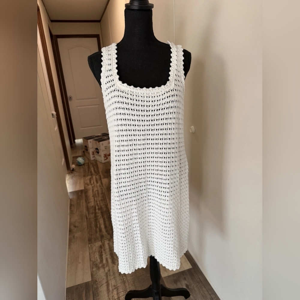 White Crochet Tank Dress